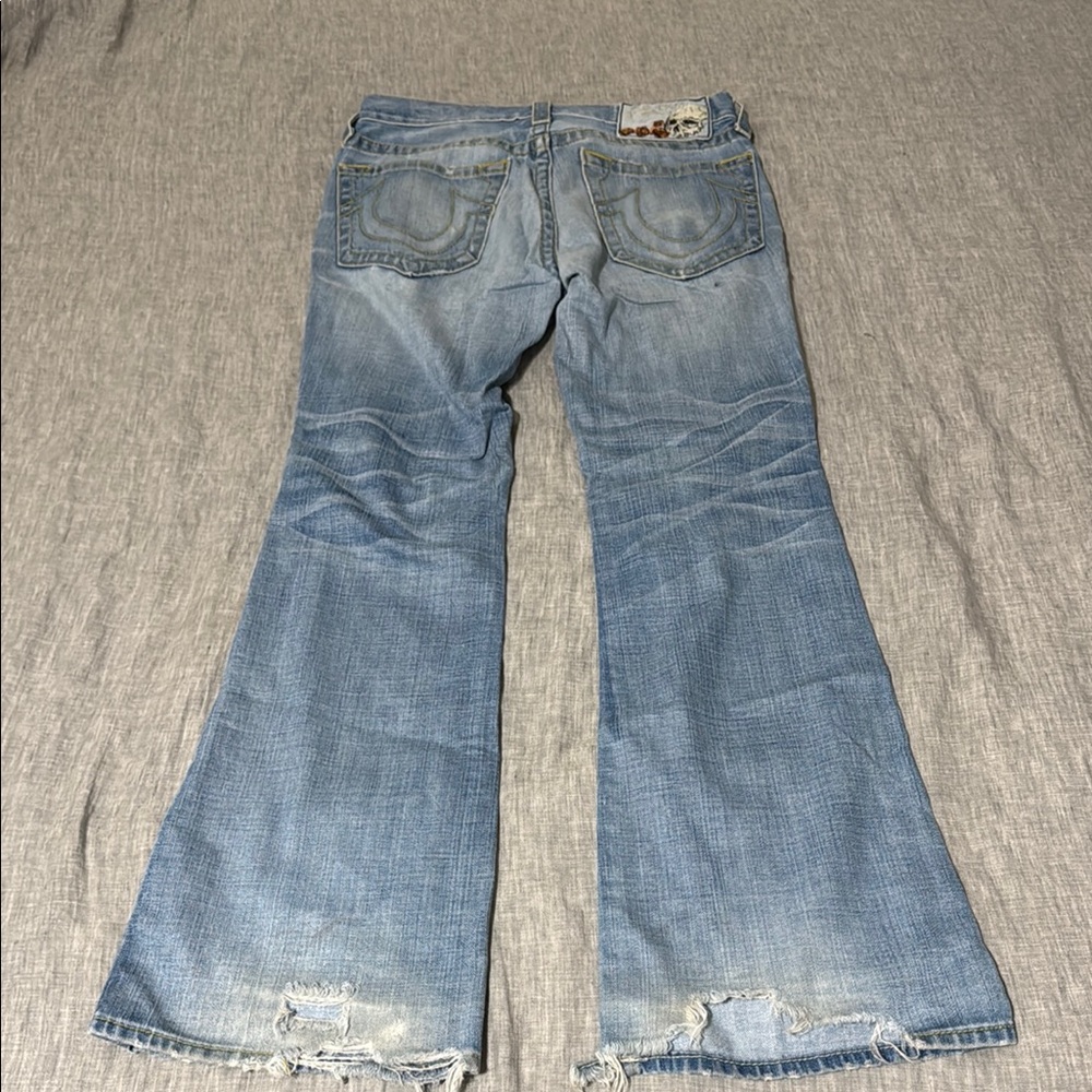 True Religion Blue Bootcut Jeans Distressed Vintage Style - Picture 2 of 4